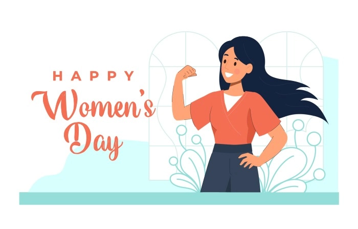 Strong Woman As Symbol Of Girl Power On White Background 8 March Concept Illustration image