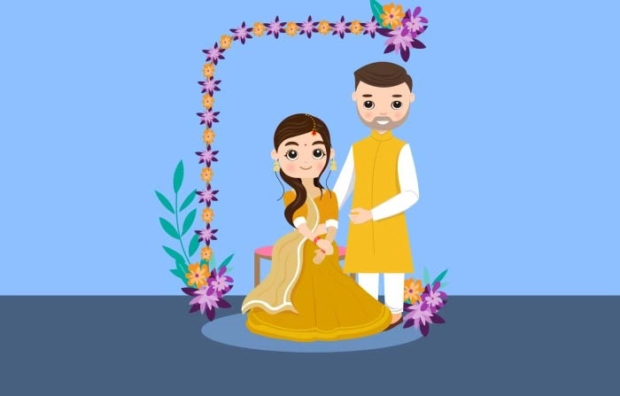Best Premium Vector Wedding Haldi Characters image
