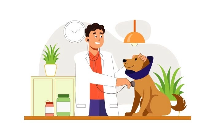 Get The Creative 2D Character Pet Care Clinic Illustration