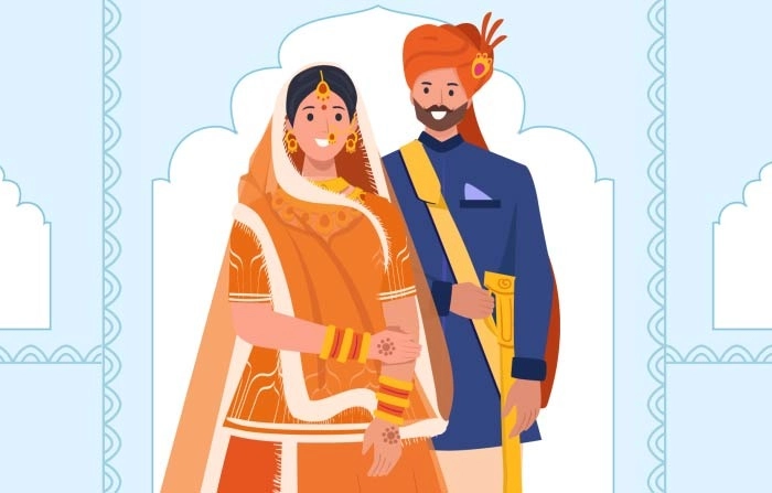 Get Creative And Eye Catching Rajasthani Wedding Illustration
