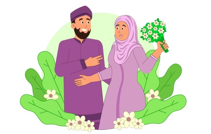 Best Cartoon Design Islamic Wedding Illustration image