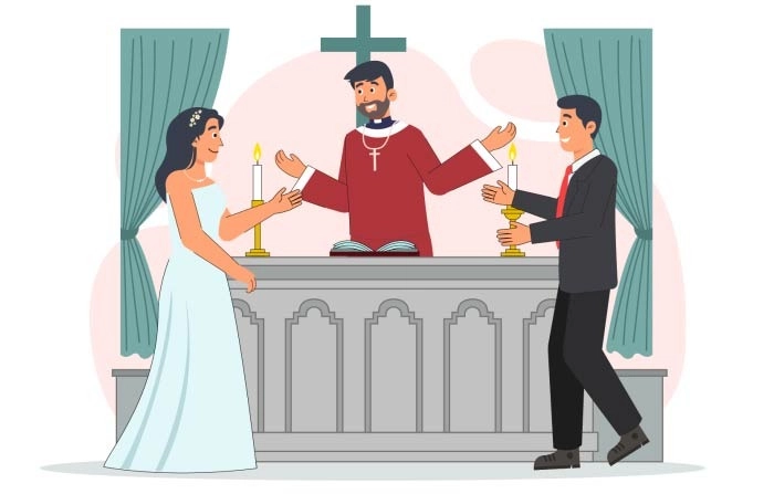Vector Illustration Of Western Wedding image
