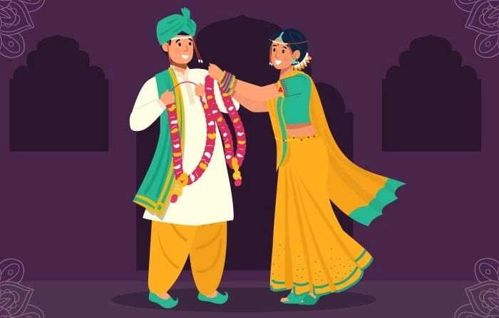 Best Premium Vector Maharashtrian Wedding Illustration image