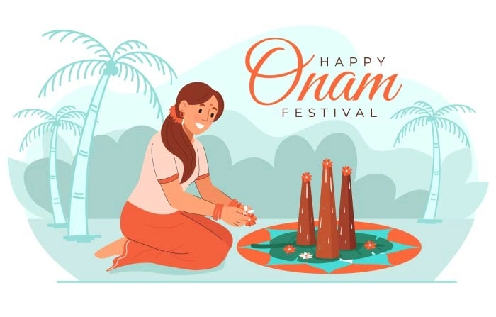 Happy Onam Festival Greetings To Mark The Annual Hindu Festival Of Kerala  Vector Illustration