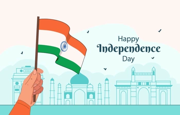 Happy Independence Day Hand With Indian Flag Vector Image Illustration