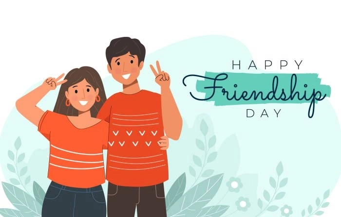 Happy Friendship Day Celebration With Lovely Couple Vector Illustration Design