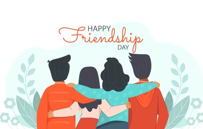 Group Of People Hugging Together For A Special Event Friendship Day Celebration Illustration image