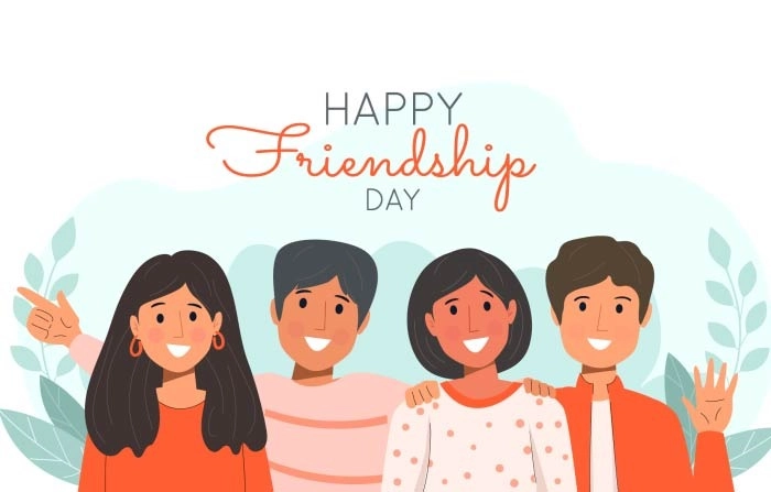Flat International Friendship Day Illustration With A Group Of Friends