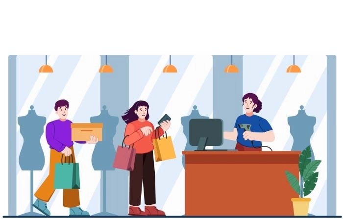 Online Shopping Illustration With Smartphone Shopping Or Store