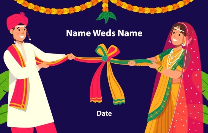 Indian Wedding Invitation Card Template Illustration Premium Vector
