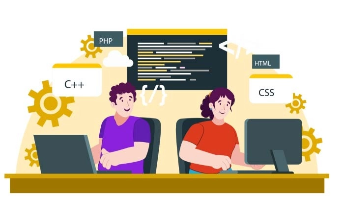 Business Team Of Programmer Working And Make Some Planning Premium Vector