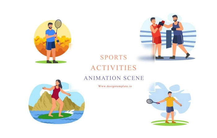 Sports Activities Animation Scene After Effects Template