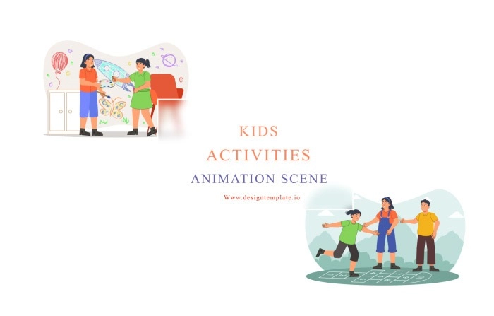 Kids Activity Animation Scene After Effects Template