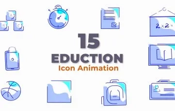 Education Icon Flat Vector Animation 3 After Effects Template