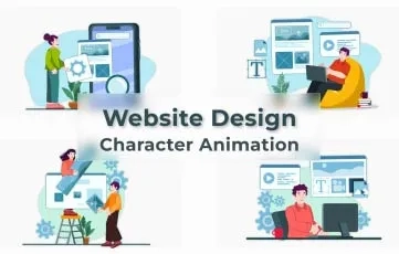 Website Design Character Animation Scene After Effects Template