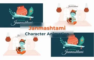 Janmashtami Shree Krishna Character Animation Scene