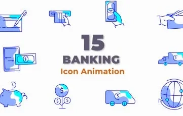 Banking Icons Flat Vector Animation After Effects Template