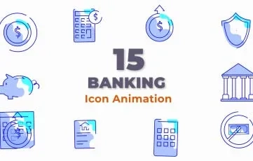 Banking Icons Flat Vector Animation 3 After Effects Template