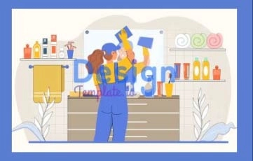 Colorful House Keeping Service Cartoon Animation Scene