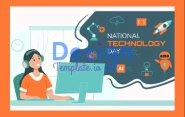 National Technology Day Cartoon Animation scene
