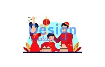 Chinese New Year Cartoon Character Animation Scene
