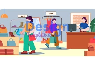 2D Shopping Animation Scene