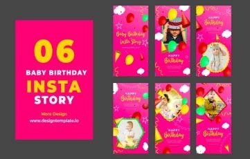 Baby Birthday Instagram Story After Effects Templates