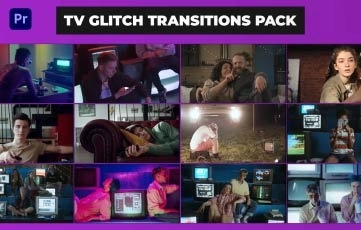 Premiere Pro Template TV Glitch Transition Pack