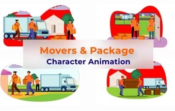 Movers and Packers Character Animation Scene After Effects Template