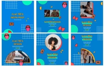 Flat 90's Instagram Post After Effects Template