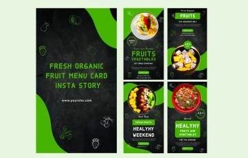 Fresh Organic Fruits Menu Card Instagram Story After Effects Template