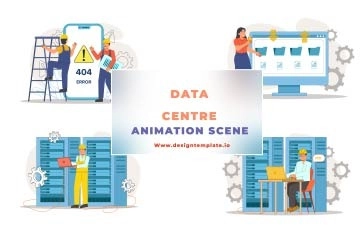Data Center Animation Scene After Effects Template