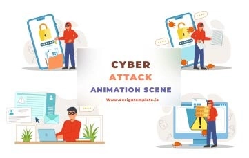Cyber Attack Animation Scene After Effects Template