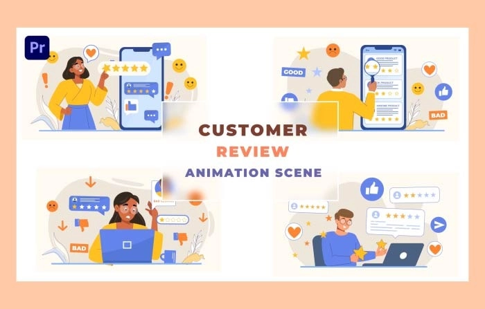 Customer Review Animation Scene Premiere Pro Templates
