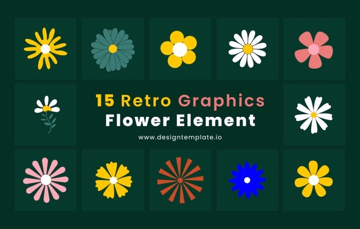 Retro Graphics Flower Element After Effects Template