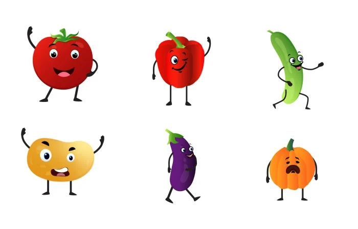 Vegetable Cartoon Characters Costume Premium Vector image