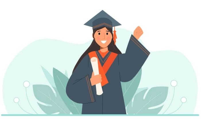 Illustration Of Young Girl University College Graduation