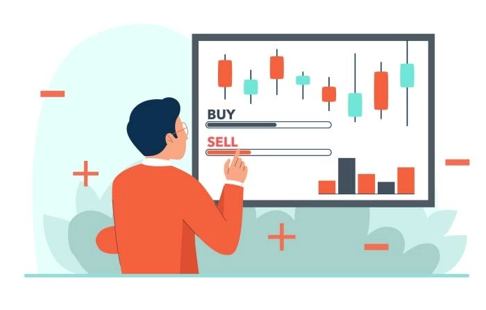 Trader Analyzing Candlestick Chart Of Stock Market