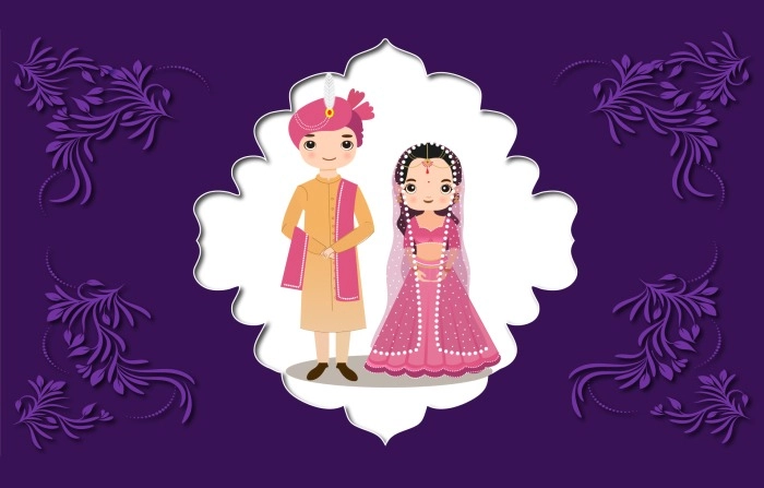2D Flat Character Of Wedding Characters Illustration