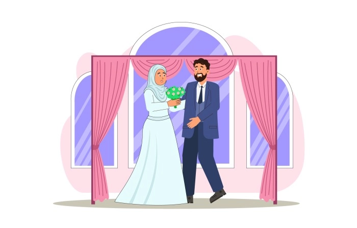 Best Premium Vector Arabic Wedding Illustration image