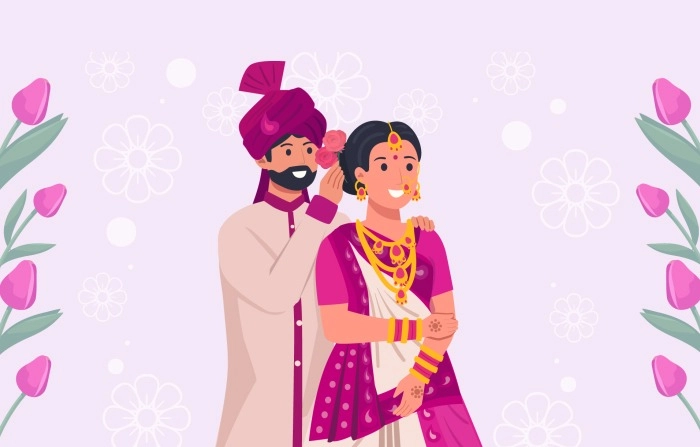 Vector Illustration Of Gujrati Wedding