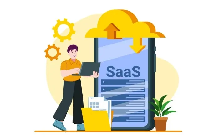 SAAS Technology  Illustration Premium Vector image