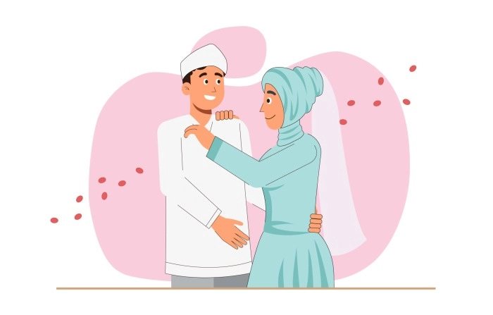 Get The Creative 2D Character Islamic Wedding Illustration image