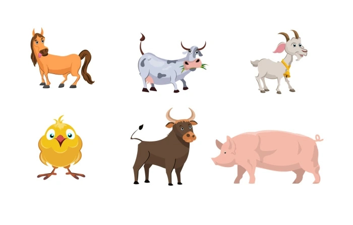 Farm Animals Cartoon Illustration