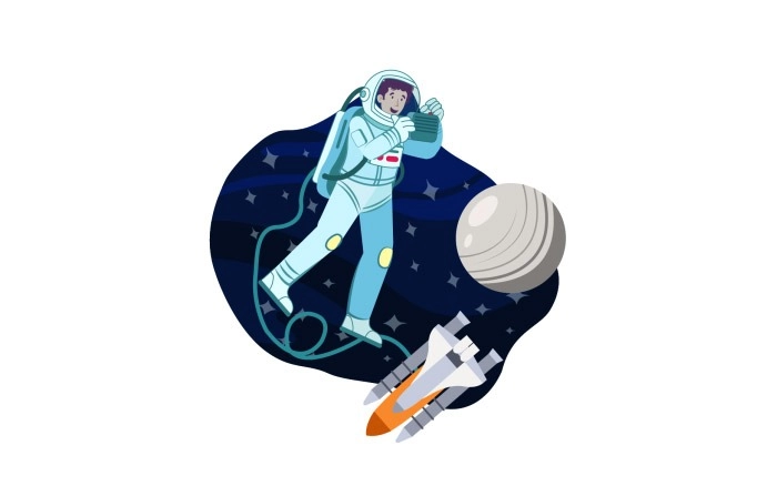 Vector Image Of Astronaut In Outer Space In Flat Style