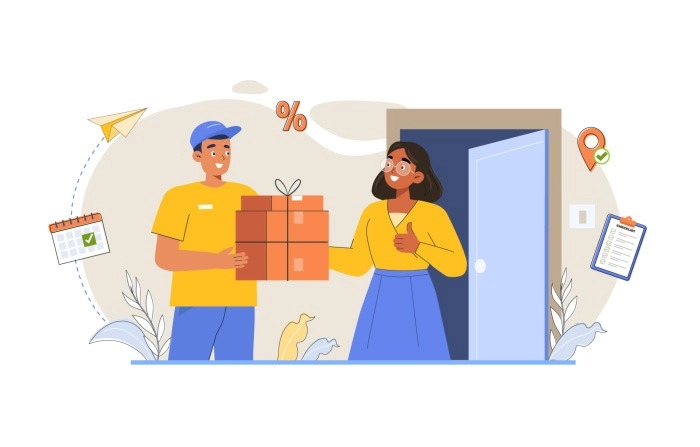 Parcel Delivery Character Illustration image