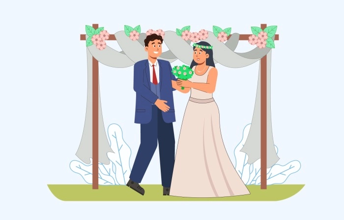 Best Cartoon Design Western Wedding Illustration