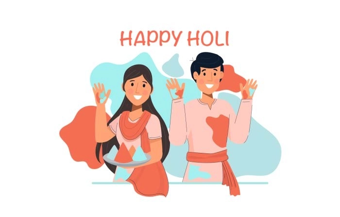 Indian People Playing India Festival Of Color Happy Holi Background Vector Image
