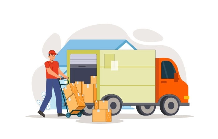 Best Cartoon Character Moving House Illustration image