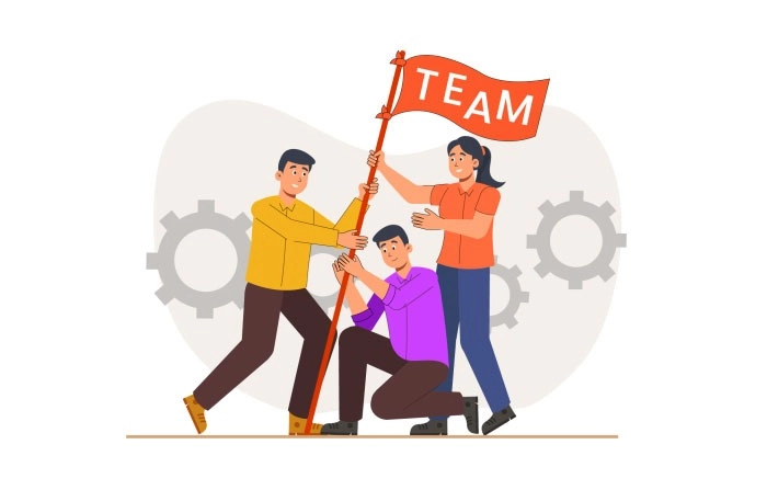 2D Flat Character Of Team Building Illustration